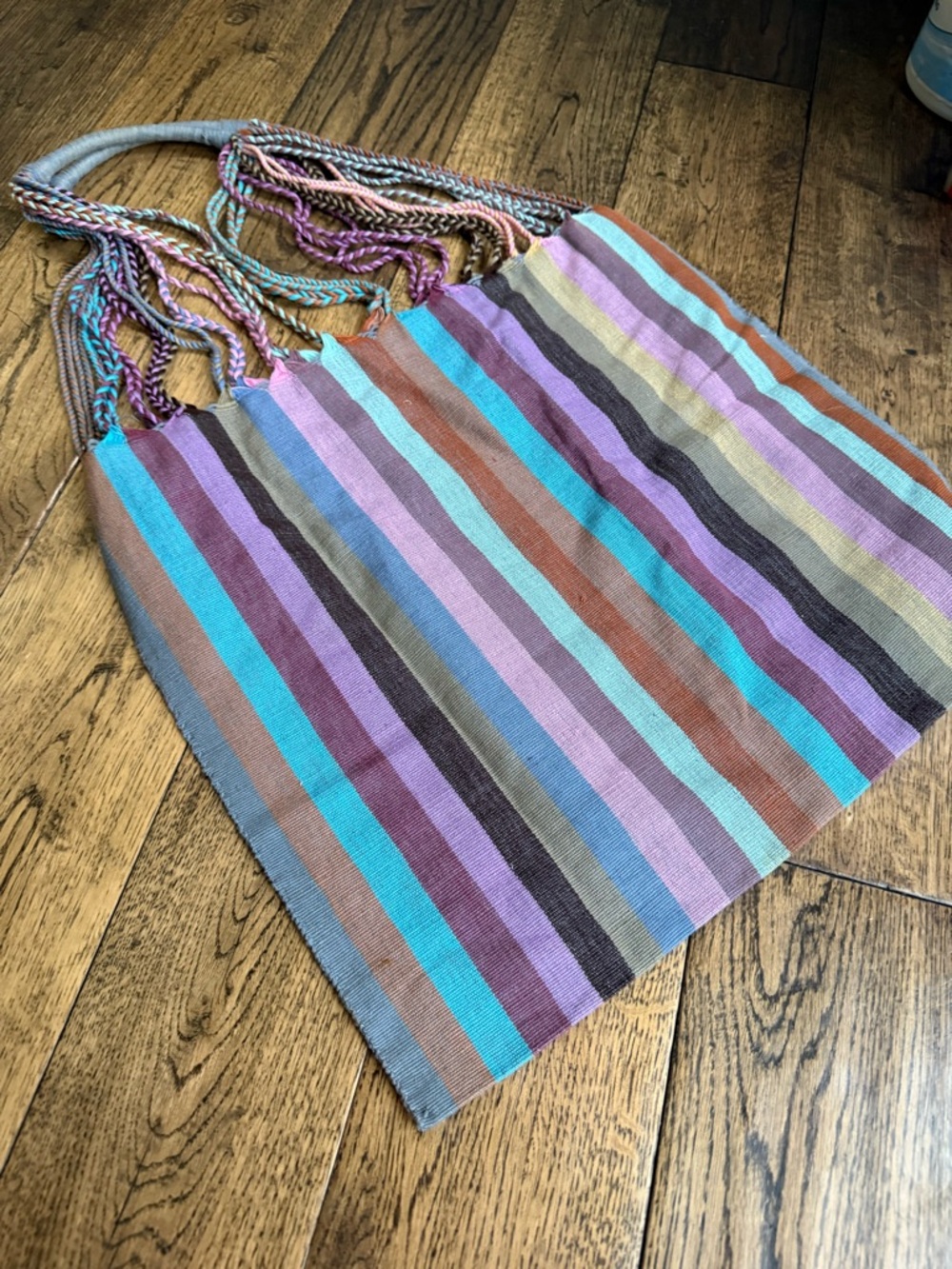 Striped Multi-Color Woven Tote Bag - Unbranded